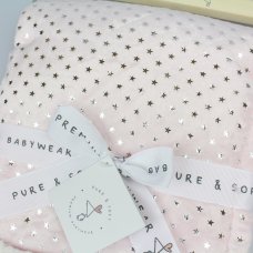M15882: Baby Soft Foil Print Wrap with Sherpa Backing- Pink